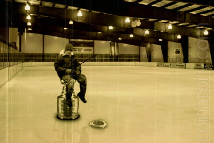 Fishing on the skating rink