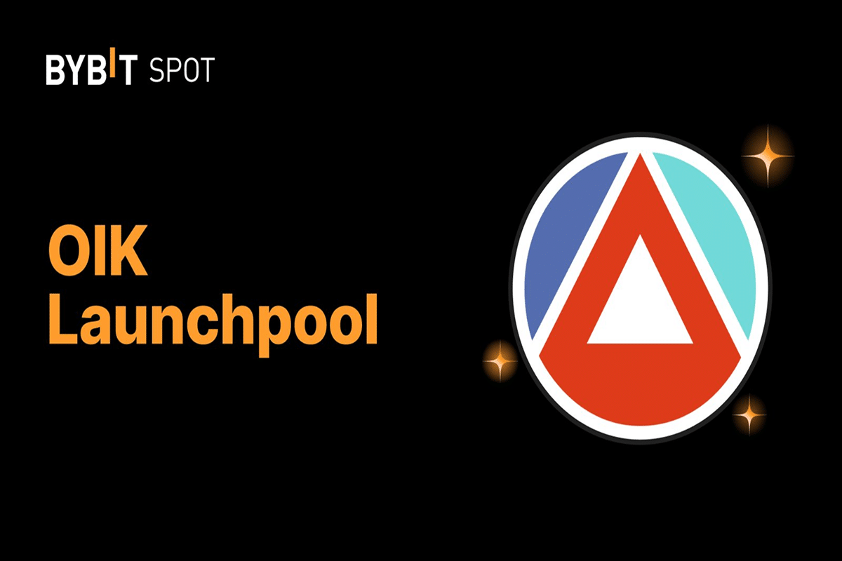 BYBIT SPOT OIK Launchpool logo with geometric design.