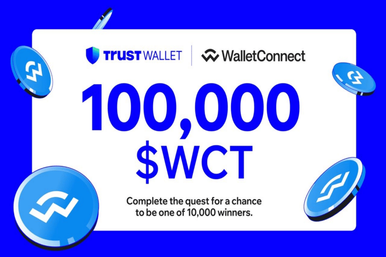 Trust Wallet promotion offering 100,000 $WCT prize.