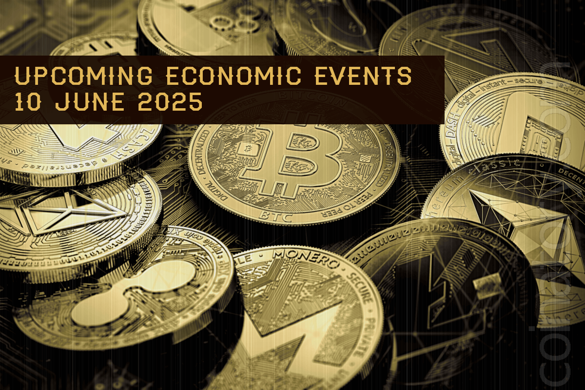 Various cryptocurrencies highlighting 'Upcoming Economic Events' date.