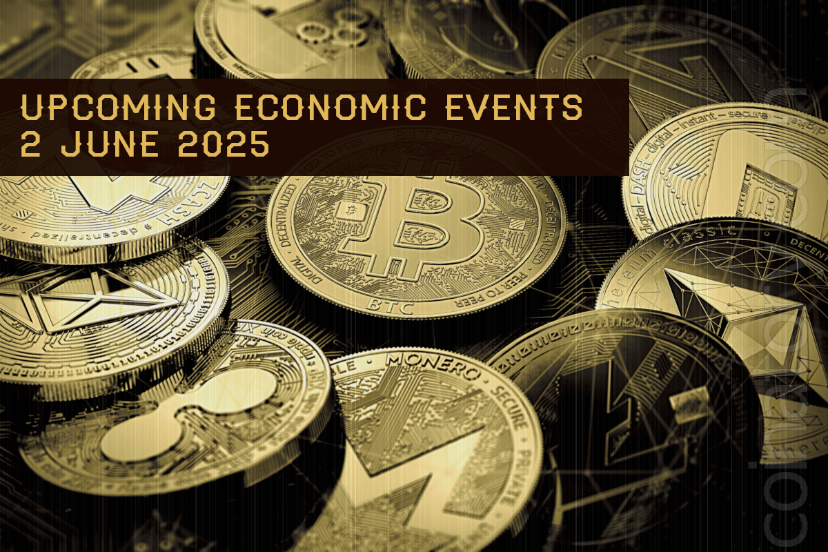 Assorted cryptocurrencies with date of economic events announcement.